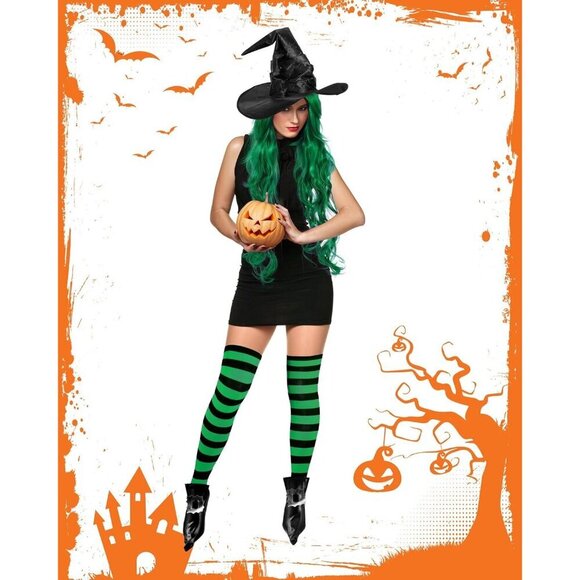 Halloween Witch Costume Accessories Set Shoes Cover Socks Hat Cosplay - Picture 7 of 7